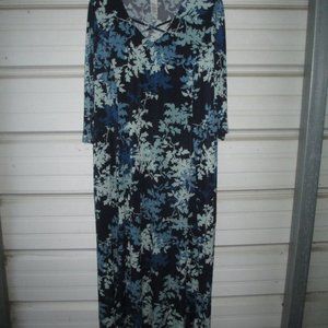 Catherines 1X Plus Size 18/20 Womens Dress blue long, pretty!